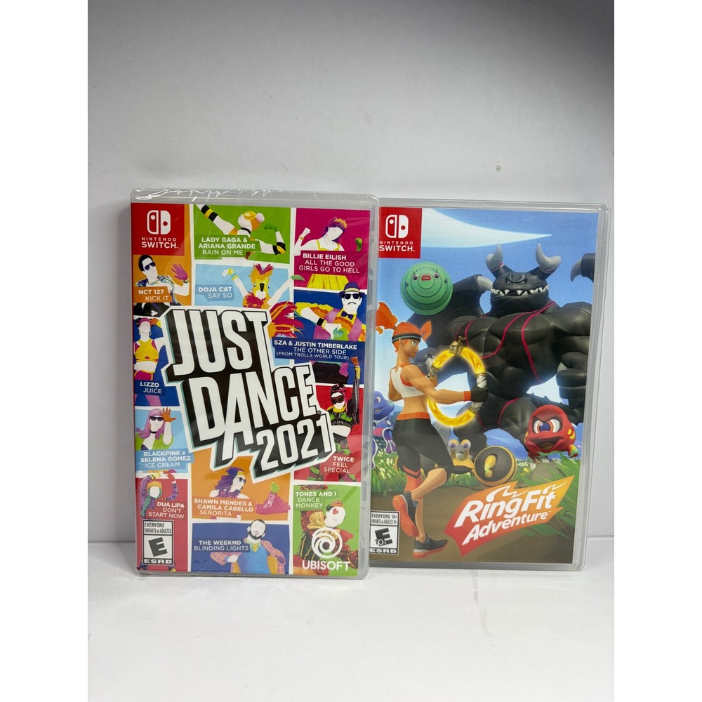 Nintendo Switch Game Bundle Ring Fit Adventure and Just Dance 2021 Sealed